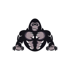 Gorilla Gym Training Vector Logo Design