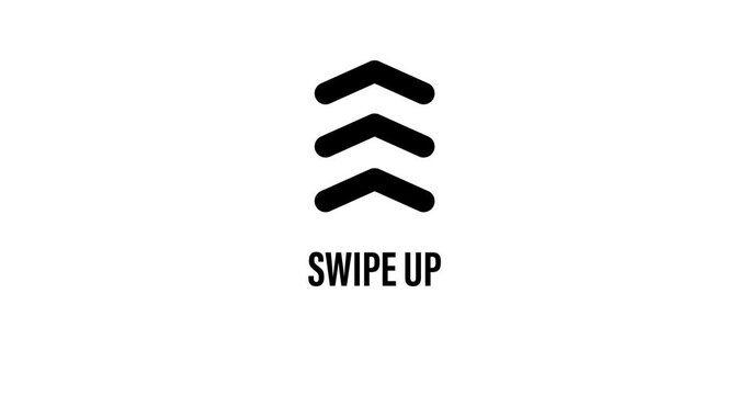 swipe up sign arrow animation. drag pull up icon animated video. follow button. visit page 4k