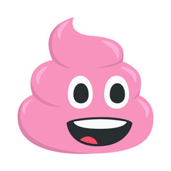 Pink Poo Sign Emoji Icon Illustration. Shit Vector Symbol Emoticon Design Clip Art Sign Comic Style.