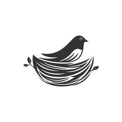 Fototapeta premium Nest Bird Animal Black Logo Design