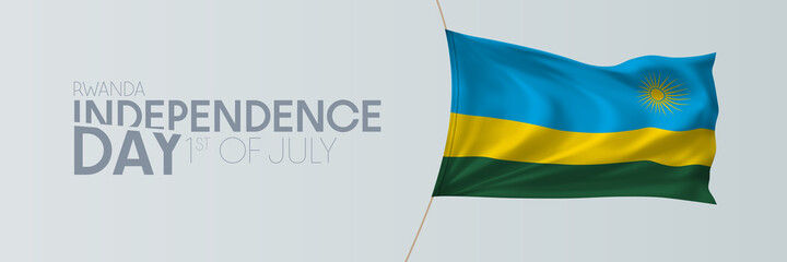 Rwanda independence day vector banner, greeting card.