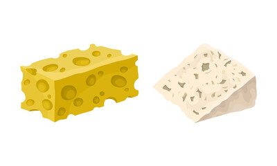 Different Cheese as Dairy Product Made from Milk Vector Set