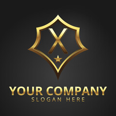 Letter X Gold Logo Modern And Luxury logos With Gradient Gold Color, Black Background