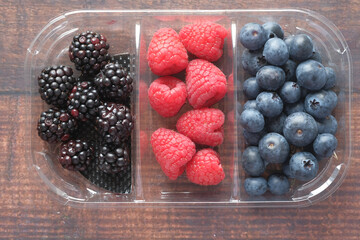 close up of berry fruits in a packet,