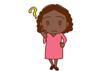 ＜全身・正面＞はてなと疑問を持って考えるアフリカ系女性