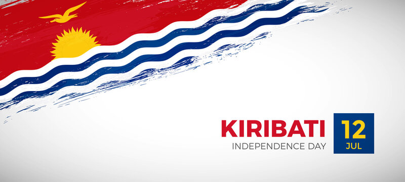 Happy independence day of Kiribati with brush painted grunge flag background