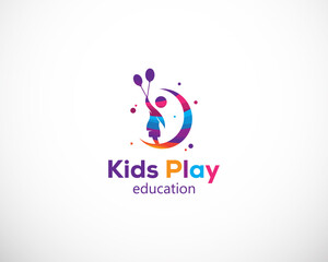 kids play logo creative education color