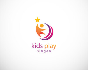 kids play logo creative education color