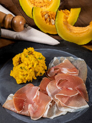 Parma ham (jamon) traditional Italian meat specialties