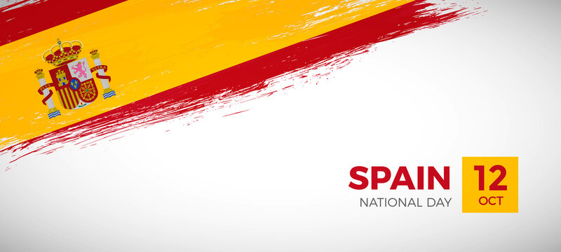Happy national day of Spain with brush painted grunge flag background