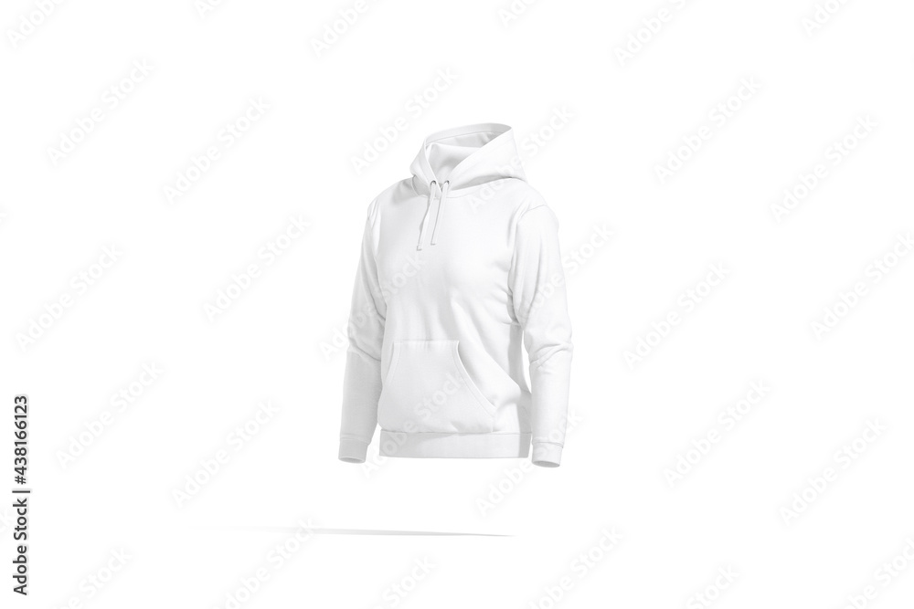 Sticker Blank white women sport hoodie mockup, side view