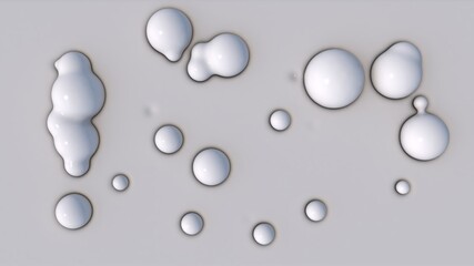 3d rendering of a geometric background. Smooth surface with drops of white liquid. Image for screensavers, abstract background, desktop.