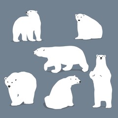 polar bear fashion art collection - obrazy, fototapety, plakaty