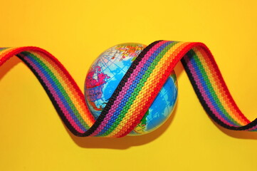 Gay pride design elements: rainbow ribbon. LGBT, gay and lesbian pride symbols. LGBT concept.