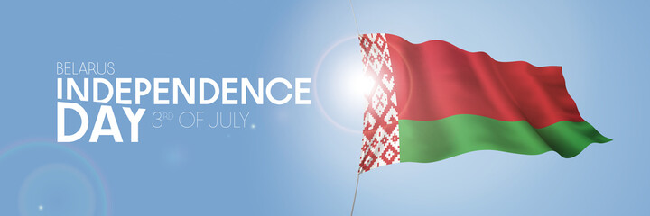Belarus happy independence day greeting card, banner with template text vector illustration