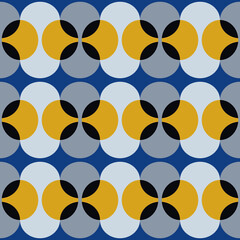 Seamless pastel pattern in 60s style. Wrapping paper pattern. Template for fabric. Stylish background for cards. Blue, grey, beige. Textile design. Fashionable color combinations. Vector. Backdrop.