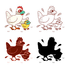 hand drawn vector illustration of cute cartoon chicken character.