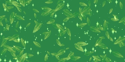 緑のキラキラ葉っぱ背景素材シームレス