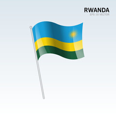 Rwanda waving flag isolated on gray background