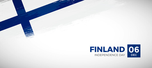 Happy independence day of Finland with brush painted grunge flag background