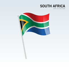 South Africa waving flag isolated on gray background