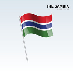 The Gambia waving flag isolated on gray background