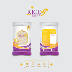 Rice Thailand food Logo Product and Background Thai Arts.