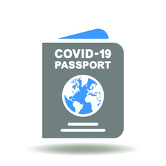 Passport covid-19 vector icon. Health immunity vaccination mark document symbol. Vaccinated certificate illustration.