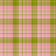 Seamless pattern in pink and green colors for plaid, fabric, textile, clothes, tablecloth and other things. Vector image.