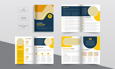 
Business brochure template design. Bifold brochure template design. Creative bi-fold pages brochure design. Company profile template design. Corporate brochure template.