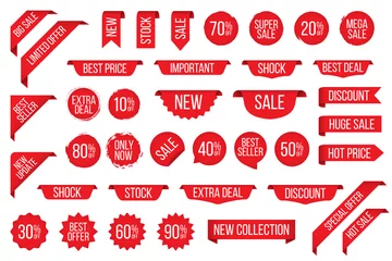 Poster Set of red sale tag sticker badge for promotion © stas111
