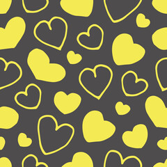 Vector seamless background with hand-drawn hearts. Seamless pattern with hearts. Hand drawn doodles. Stylish graphic texture for your design. Beautiful background. Vector illustration