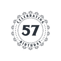 57 Birthday celebration, Greetings card for 57 years birthday