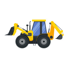 Illustration for construction machinery vehicle bulldozer.