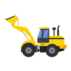 Illustration for construction machinery vehicle bulldozer.