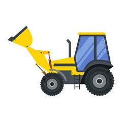 Illustration for construction machinery vehicle bulldozer.