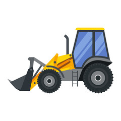 Illustration for construction machinery vehicle bulldozer.