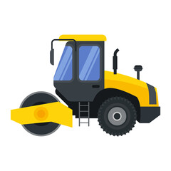 Illustration for construction machinery vehicle road roller.