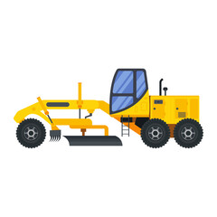 Illustration for construction machinery vehicle grader tractor.