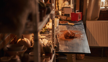 Image of process manufacturing pottery product in studio