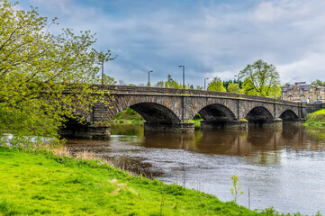 Fototapeta na wymiar A panorama view of the Stirling road bridge on a summers day