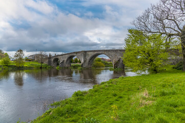 Fototapeta na wymiar A panorama view of the Stirling old bridge on a summers day