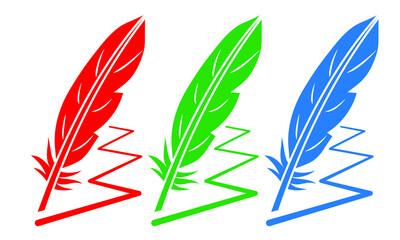 Obraz premium set of feathers, RGB colors, vector illustration 