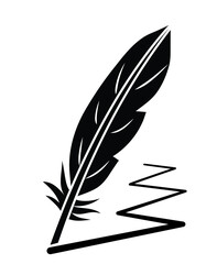 feather and line, ink, vector illustration 
