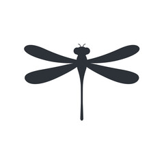 Dragonfly icon. Cute dragonfly black silhouette symbol. Vector isolated on white © Віталій Баріда