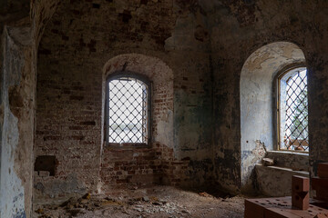 Fototapeta na wymiar interior of an abandoned temple