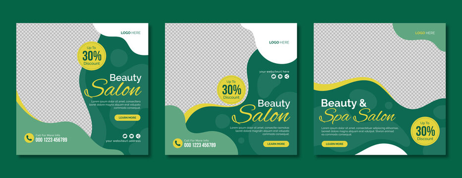 Beauty & Spa Salon Social Media Post Template Design. Makeup Parlour, Health Or Body Massage, Cosmetic Treatment Service Promotion Web Banner Or Poster. Woman Business Marketing Flyer With Logo & Icon