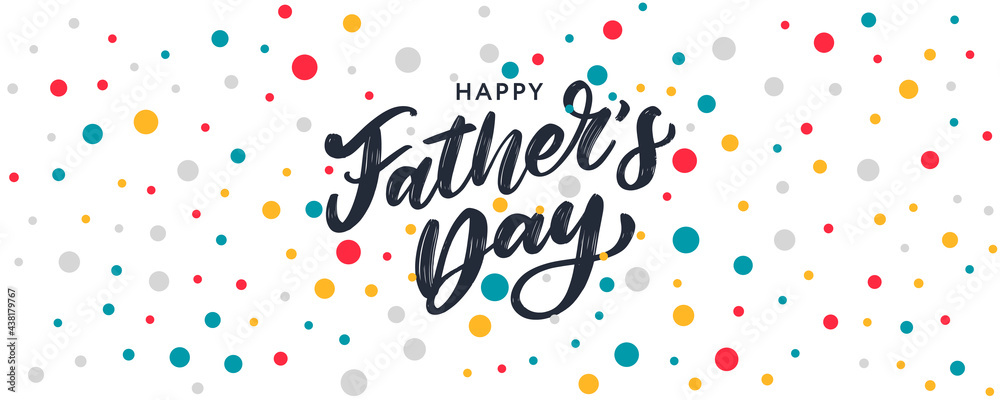 Sticker Happy father's day. Lettering. Banner Sale Brush text pattern vector