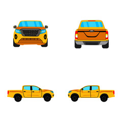 set of yellow pick up on white background - 438181352