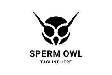 Double Meaning Logo Design Combination of Face Owl And Sperm